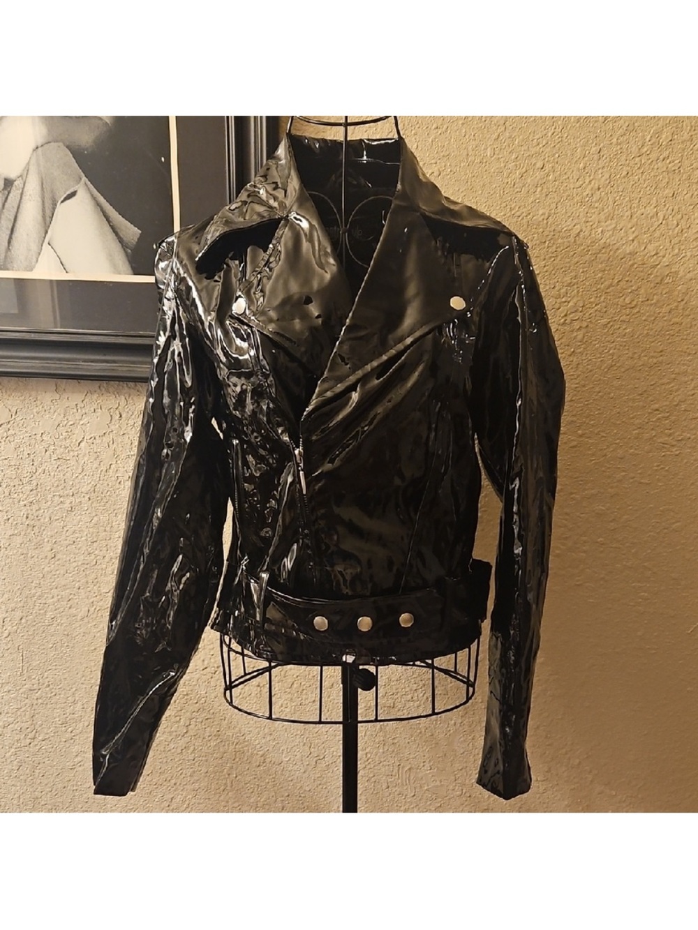 metrostyle Glossy Black Patent Moto Jacket